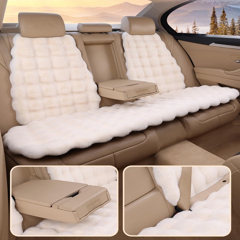 EDVKLNG Luxury Thickened Plush Car Seat Cushion Set,Soft Fluffy Protector