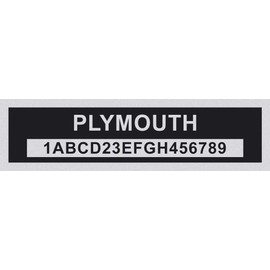 LVCE Custom Vin Tag-Compatible Plymouth