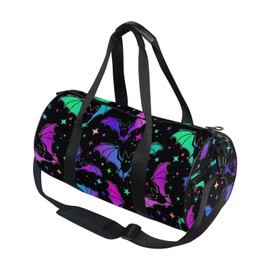 Sletend Colorful Bats Duffel Bags Gym Bag Round Sports Bag Canvas Travel Luggage Overnight Bags for Men Women