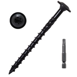 LIONMAX Lag Screws 3 Inch, Structural Wood Screw #14 x 3, 50-PCS Heavy Duty Construction Screw, Rust Resistant, Washer Head, Black Coated Exterior Wood/Lag/Timber Screws, Star Drive with Bit