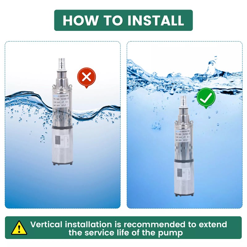 MXTSTA Solar Water Pump Submersible Deep Well Pump 12V DC