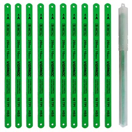 Viganoc 10" (250mm) Hacksaw Replacement Blades, Bi-Metal High Speed Steel Hack Saw Blades - 18TPI HSS Saw Blades, 10 Pack