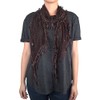 66" Long Lace Scarf with Pine Leaf Fringe (Mocha)