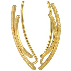 Gold Minimalist Ear Cuffs Earrings Made of Sterling Silver, Handmade Jewellery by Emmanuela, Minimal Earring Cuffs, Ear Cuff (Silver Gold-Plated)