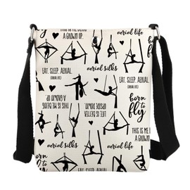 JYTAPP Aerial Silks Quotes Crossbody Bag Aerial Silks Themed Bag Acrobat Aerial Gift Acrobatic Dancer Gift Aerial Yoga Bag (beige)
