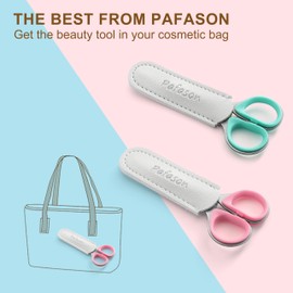 PAFASON High Precision Cuticle Scissor Set, 2 PC Multi-Purpose Curved and Straight Manicure Pedicure Beauty Grooming Tool for Nail Dry Skin,Stainless Steel, Premium Leather Cases