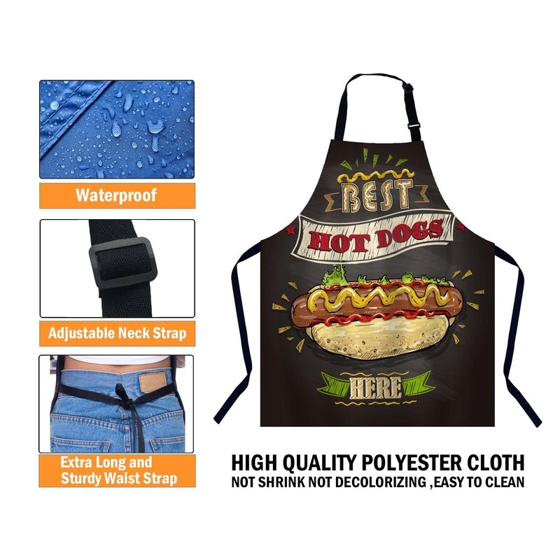 BGBDEIA Best Hot Dogs Here Apron Adjustable Neck Bib Apron