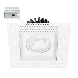 Maxxima 4 inch Trimless Slim Square Recessed Anti-Glare LED Gimbal Downlight, Canless IC Rated, 1000 Lumens, 5 Color Temperature Selectable 2700K/3000K/3500K/4000K/5000K, Dimmable 90 CRI J-Box Incl