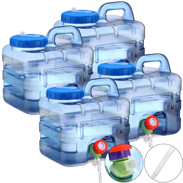 Maxdot 4 Pcs Water Storage Containers with Spigot Camping Water Container 2 Gallon Portable Large Water Tank with Faucet Emergency Water Storage for Outdoor Camping Picnic Hiking Car Driving