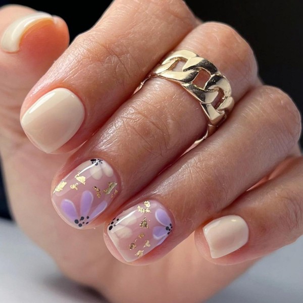 Press on Nails Short Square French Tip Fake Nails with
