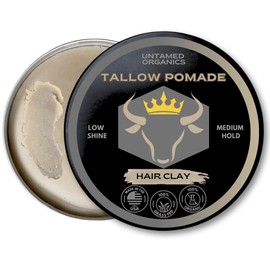 Untamed Organics Tallow Hair Clay | Handmade Grass-Fed Grass-Finshed Tallow Hair Pomade | All Natural & Organic Styling Clay for Men & Women | Medium Hold & Natural Finish | 2 FL. oz.