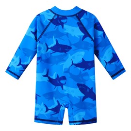 HUAANIUE Baby/Toddler Boy Swimsuit Long Sleeve One-Piece Swimwear Rashguard NavySharks 2-3 Years