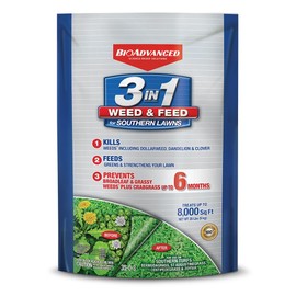BioAdvanced 3-in-1 Weed and Feed for Southern Lawns, Granules, 20 lb, Outdoor Weed Killer, Lawn Fertilizer