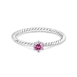 Tufeney Stackable Birthstone Rings Set for Women: 925 Sterling Silver Mother Family Stacking Ring Minimalist Stackable Bands Mother's Day Jewelry Gifts for Wife (October, 7)