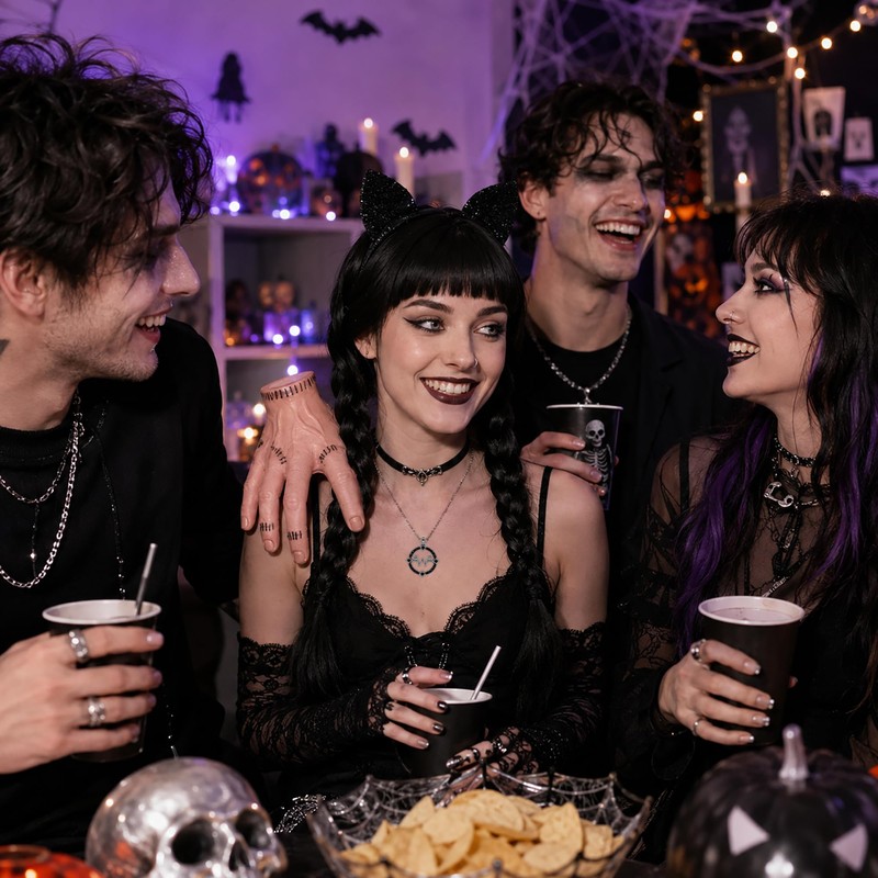 4 Pcs Halloween Black Braided Wig Accessories, Goth Black Costume
