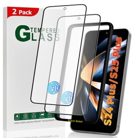 2 Pack Galaxy S24 Plus/S25 Plus Matte Screen Protector,9H Hardness Tempered Glass,Anti-Glare,Anti-Scratch,Smooth and Responsive Absolute,High Definition,Fingerprint Unlock, With Installation Frame