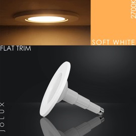 Jolux 4-Pack Retrofit LED Recessed Lighting 5/6 Inch,Dimmable Can Lights,2700K(Soft White),CRI90+,800LM,ETL Damp Rated Retrofit Downlight,Flat Trim,E26 Medium Screw Base,Simple Installation.………