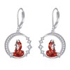 Fox Earrings Gifts Sterling Silver Cute Fox on The Moon