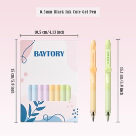 BAYTORY 8 Pcs Retractable Gel Pens, Black Ink Quick Dry, 0.5 mm Fine Point Smooth Writing Aesthetic Pen for School Office Home Supplies (Morandi)