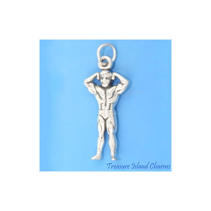 Generic Bodubuilder Muscle Man Weight Lifter 3D 925 Solid Sterling