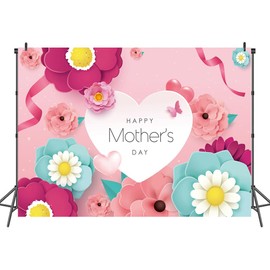 LTLYH 7x5ft Happy Mother's Day Flowers Photography Background for Vinyl Bokeh for Party Photo Booths Shower Backdrop 130