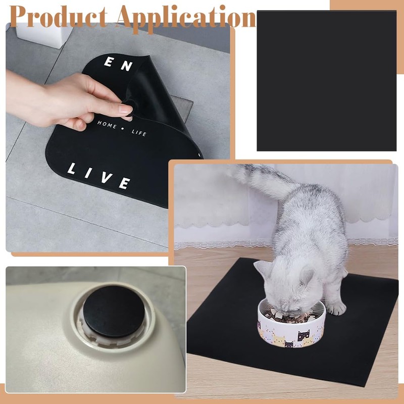 BENECREAT 3 Pcs Black Silicone Mats, 11.8x11.8 Inch Silicone Rubber