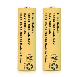 Svenirven 2 Packs 3.7V 2000mAh Button Top Rechargeable Batteries for Headlamp, LED Flashlight, Electronic Devices etc