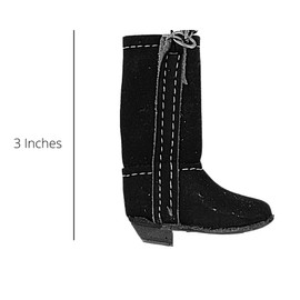 Needzo Western Keychain Genuine Leather Black Boot Keyring Lighter Holder, Party Mini Cowboy Boots, Souvenir, 3 Inches