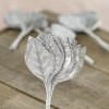 Factory Direct Craft Silver Glitter Trimmed Rose Leaves