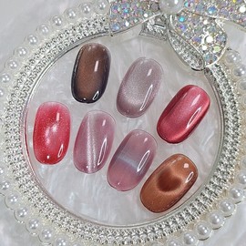 Magnetic gel one color handmade nail tips - Heart / 자석젤 원컬러 수제네일팁 - 하트