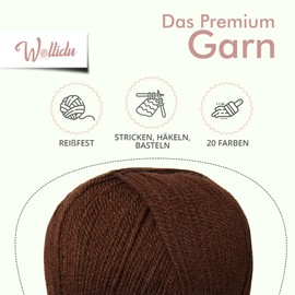 Wollidu Rika Yarn for Crochet and Knitting, 300 g / 798 m, Knitting Yarn, 100% Polyacrylic, Crochet Yarn, Brown