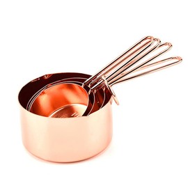 Orapink Kupferbeschichtete Edelstahl Messbecher und Löffel Set - 8-teiliges Küchenmessset mit Spiegelfinish und Gravierten Messmarkierungen - Roségold Farbe,messlöffel set,goldener messbecher