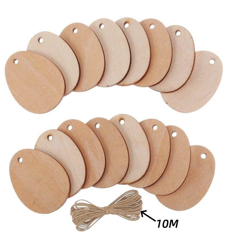 50 Pcs 5cm Unfinished Wooden Oval Cutouts, Blank Wood Pieces