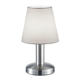 Trio Leuchten Mats II 599700101 Table Lamp Metal Nickel Matt Fabric Shade White Excl. 1x E14 On/Off Touch
