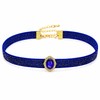 AnalysisyLove Blue Velvet Rhinestone Pendant Choker Necklace for Women