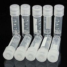 CynKen 100pcs 2ml Graduated Plastic Cryovial Cryogenic Vial Tube Self Standing with Cap