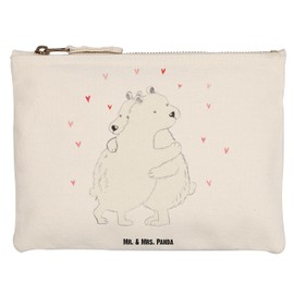 Parent New Mr. & Mrs. Panda S Makeup Bag Polar Bear Hugging, White, Hand drawn