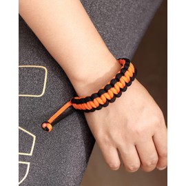 XHUUU 2PCS Paracord Bracelets Rope Braided Outdoor Survival Bracelet for Men Women Distance Matching Friendship Unisex Adjustable (Orange)