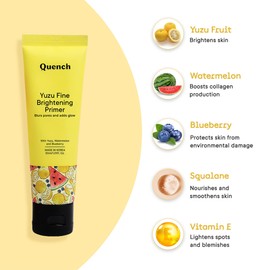 Quench Vitamin C Brightening Primer with Ultra Fine Shimmer Pigment | Gives Brighter, Dewy Complexion | Lightweight & Non-Sticky | Made in Korea (30ml)
