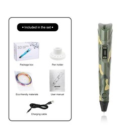 [N] Niqueaura 3D Printing Pen with Display and Starter Filament Stencil Book and Charger Included for Kids Dream Drawing:_Camouflage