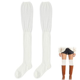 ValueBargain Thigh High Socks, Boot Socks for Women Knee High for Boots Casual Long Boot Stockings, Beige