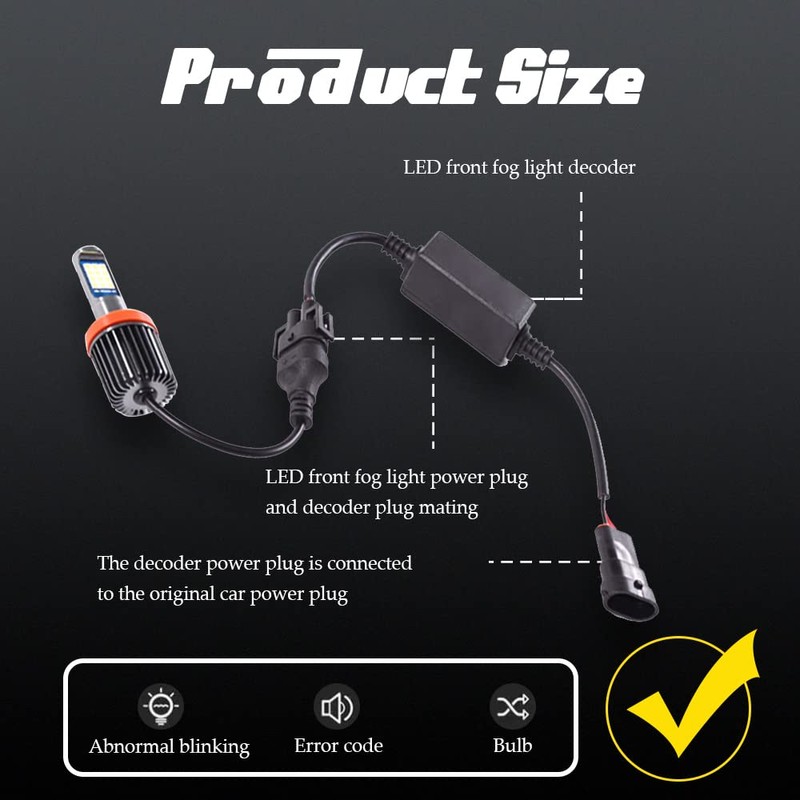 2 Pcs LED Headlight Canbus Error Free Anti Flickering Resistor