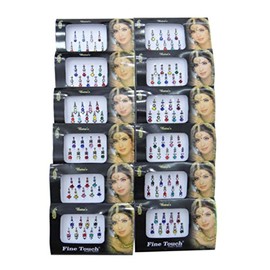 Banithani 12 Pcs Assorted Different Multicolour Bindi Full Packets Tattoos Sticker Tikka