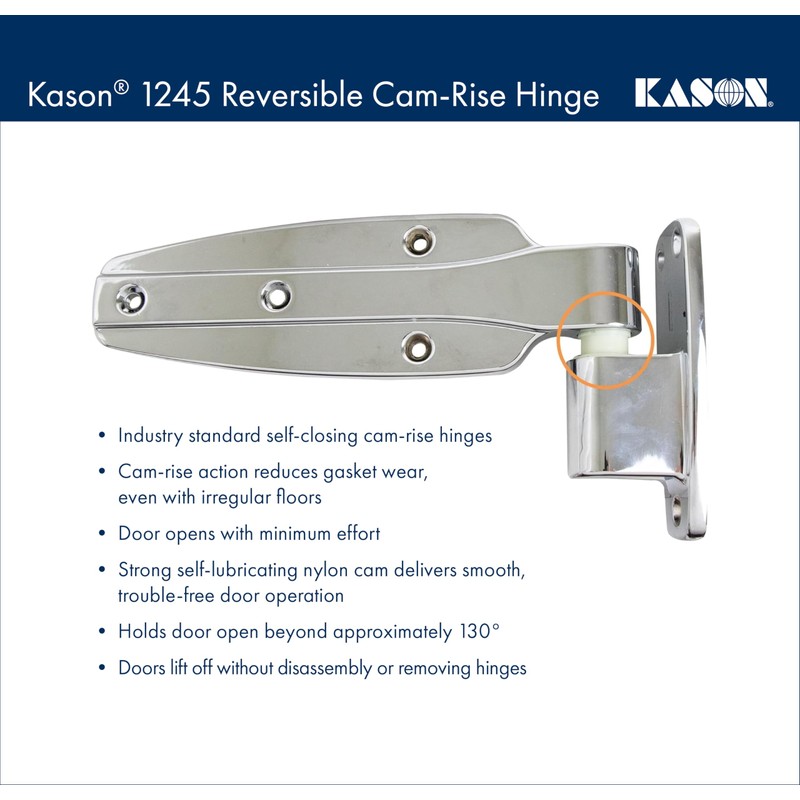 Kason 1245 Reversible Cam-Rise Hinge, 1 to 3/4 Inch Offset,