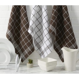 DII Waffle Weave Kitchen Collection100% Cotton, Machine Washable, Fast Drying and Absorbent, Dishtowel Set, 18x25, Mocha Brown 6 Piece