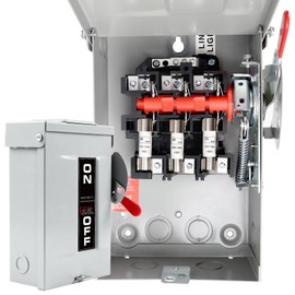 30 Amp Disconnect Box, 3 Pole Fusible Safety Switch, 110/240V, Heavy Duty Metal Structure, Reserved Knout-Outs Design, NEMA 3R Enclosure for Outdoor, 10-Year Warranty, Ideal for Commercial Application