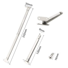 Hinges Flap Fitting Stainless Steel Furniture Pack of 4 Flap Holder Hinge Flap Holder Flap Support Cabinet Door Folding Hinge for Furniture Door Lid Support, Silver