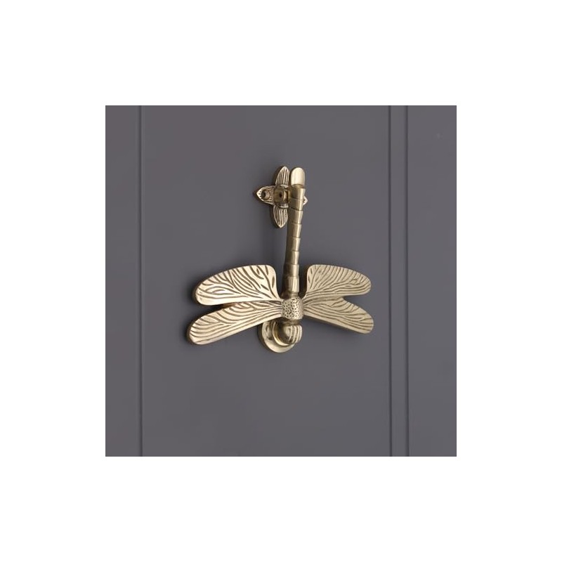 Infinity Decor Polished Brass Dragonfly Shaped Door Knocker – Solid