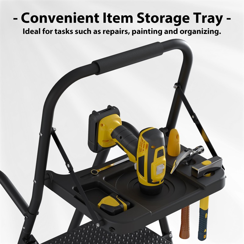 BONTEC 5-Step Ladder, 400lbs Max Load, Folding Step Stool with
