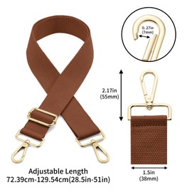 QIUTIMIY Canvas Adjustable Replacement Bag Strap, Wide Shoulder Bag Belt with Metal Swivel Hooks for Messenger Bag Handbag, Gold-Brown